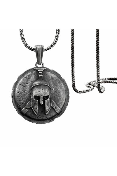 EFAYN.RO Lant cu pandantiv, model cu luptator spartan, unisex, argintiu inchi...
