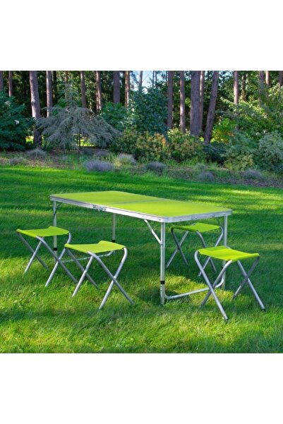 jumi Σετ Πτυσσόμενων Επίπλων Κάμπινγκ, Πράσινο, Τραπέζι με Ρυθμιζόμενα Πόδια ...