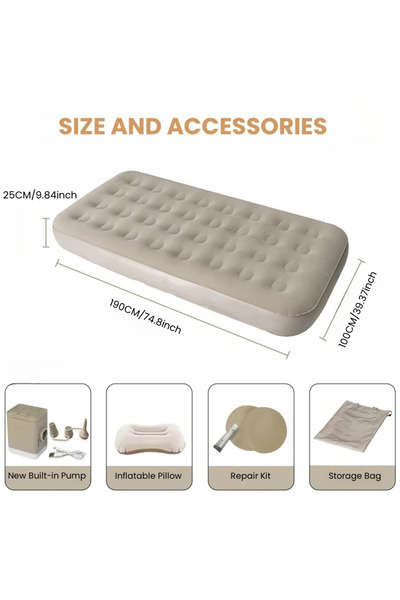 Venpara Air Mattress with Built-in Pump, Inflatable Pillow, Repair Kit & Storage Bag, Support Up to 330LB