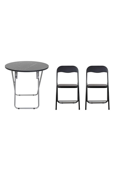 FOXMAG24 Round folding table with MDF top, dimensions 70x70cm, black plus 2 x...