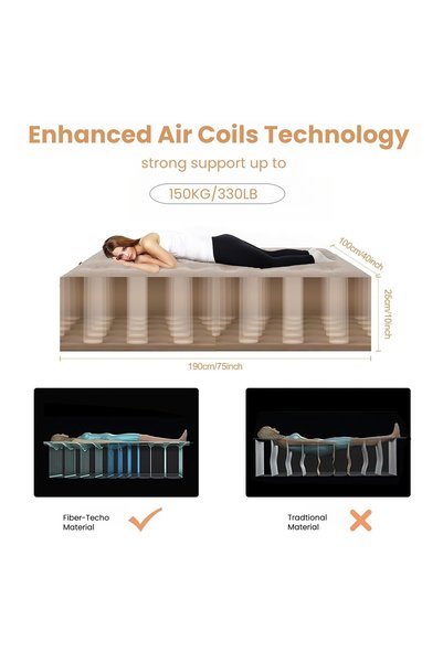 Venpara Air Mattress with Built-in Pump, Inflatable Pillow, Repair Kit & Storage Bag, Support Up to 330LB