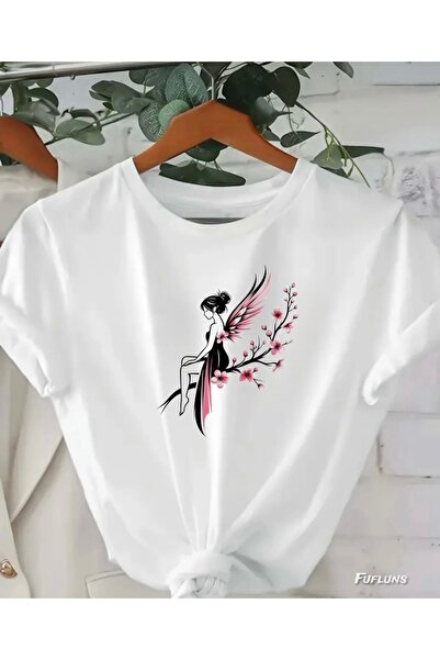 FUFLUNS SAKURA CİCEGİ TRICOU UNISEX CU IMPRIMEU PENTRU FEMEI/BAIEȚI, MĂRIME M...