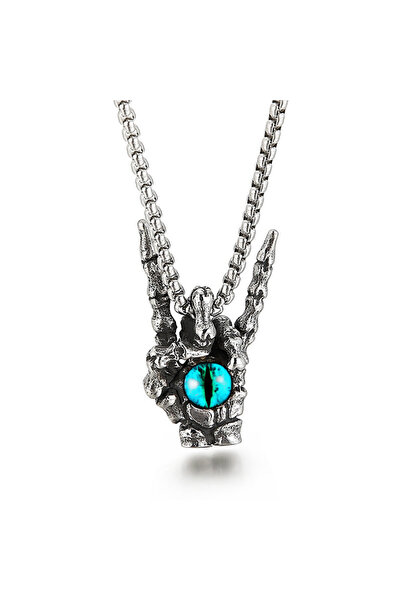 EFAYN.RO Lant unisex, mana cu ochi de demon din sticla, model gothic punk, ar...