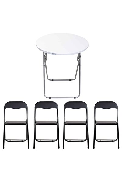 FOXMAG24 Masă rotundă pliabilă cu blat din MDF, dimensiuni 60x65cm, albă plus...