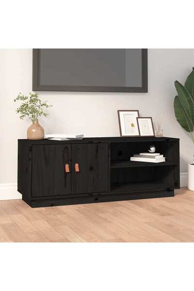 Concept Έπιπλο τηλεόρασης, μαύρο, 105x34x40 εκ., μασίφ ξύλο πεύκου