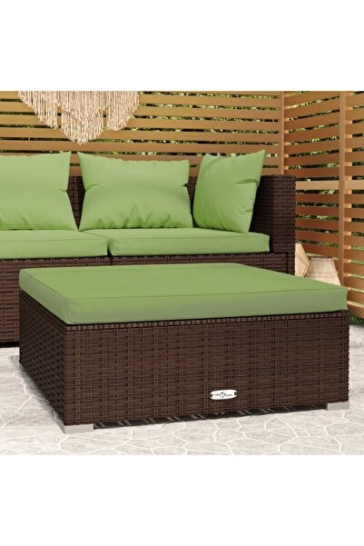 Concept Taburet de grădină cu pernă, maro, 70x70x30 cm, poliratan