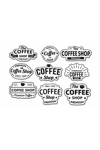 PRİME Concept 9 Piece Coffee Shop Wall Sticker Set Black and White Written Ca...