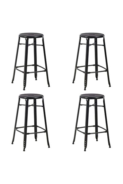 Concept Σκαμπό μπαρ, 4 τεμ., μαύρα, ατσάλινα