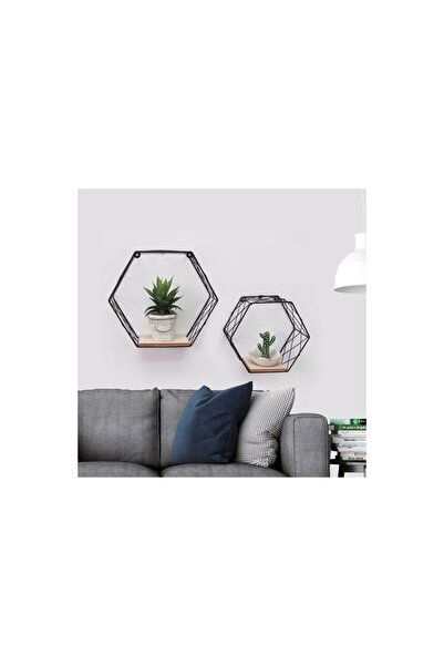 ELITECOMMERCEMARKET Set Rafturi Suspendate Decorative Metalice & MDF 2 Marimi...