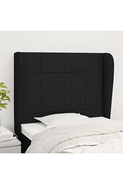 Concept Tăblie de pat cu aripioare, negru, 93x23x118/128 cm, textil