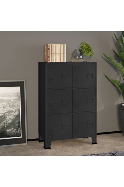 Concept Fișet industrial, negru, 75x40x115 cm, metal