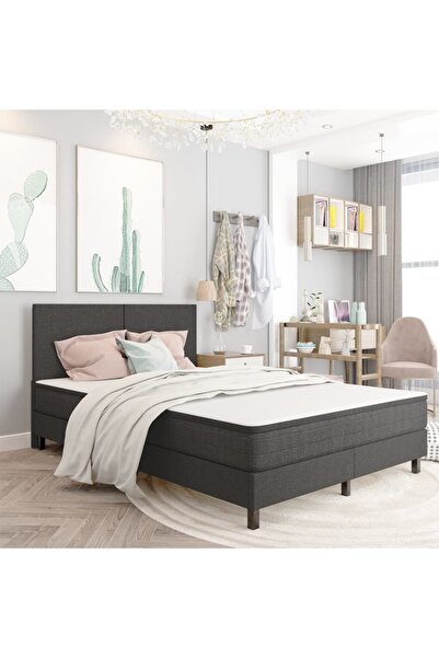 Concept Pat continental, gri închis, 180x200 cm, material textil