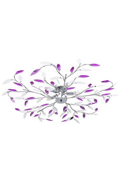 Concept Chandelier with purple Acrylic crystal leaf arms 5 E14 bulbs