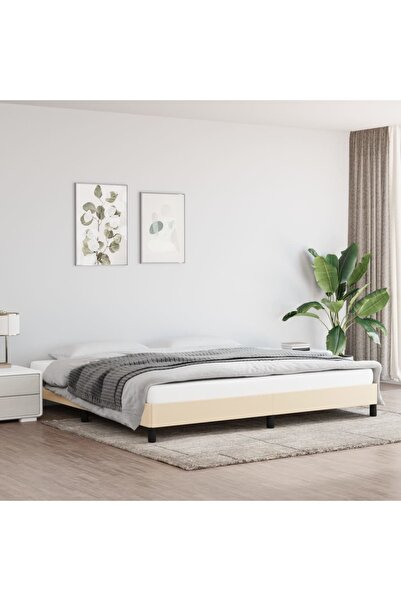 Concept Σκελετός κρεβατιού, κρεμ, 200x200 εκ., ύφασμα