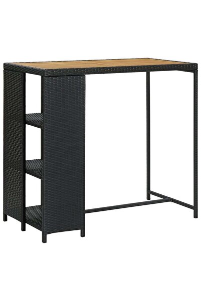 Concept Τραπέζι μπαρ με ράφι αποθήκευσης μαύρο 120x60x110 εκ. πολυρατάν