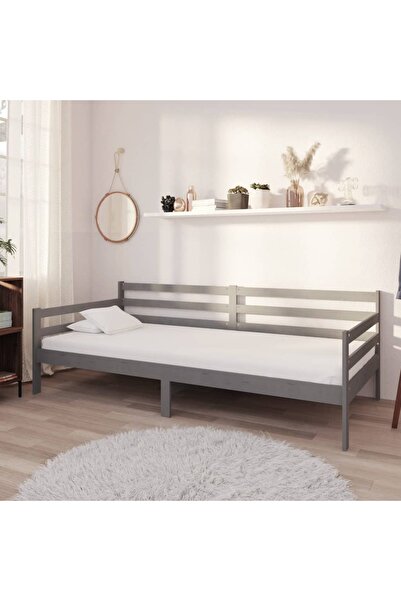 Concept Κρεβάτι ημέρας με στρώμα, γκρι, 90x200 cm, μασίφ ξύλο πεύκου