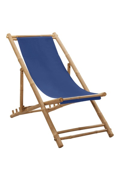 Concept Scaun pliabil, albastru marin, bambus și pânză