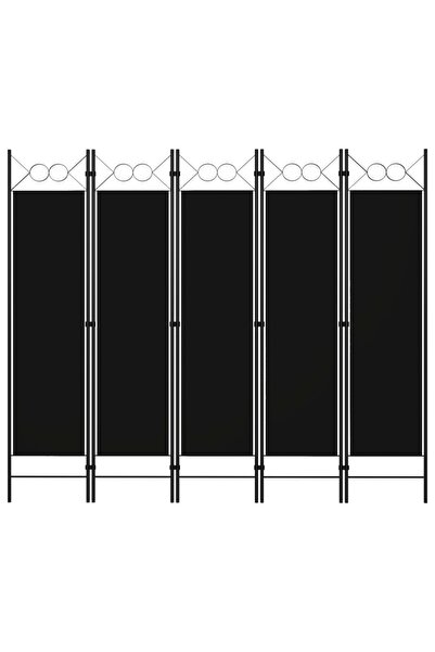 Concept Paravan de cameră cu 5 panouri, negru, 200 x 180 cm