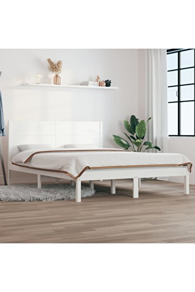 Concept Σκελετός κρεβατιού, λευκό, 140x200 cm, μασίφ ξύλο πεύκου