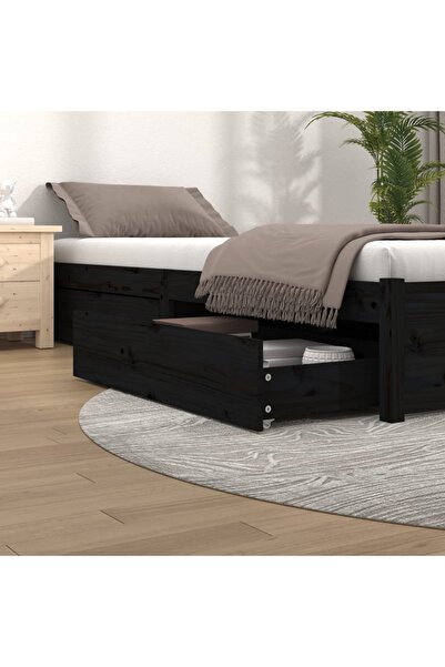 Concept Συρτάρια κρεβατιού, 4 τεμ., μαύρα, από μασίφ ξύλο πεύκου