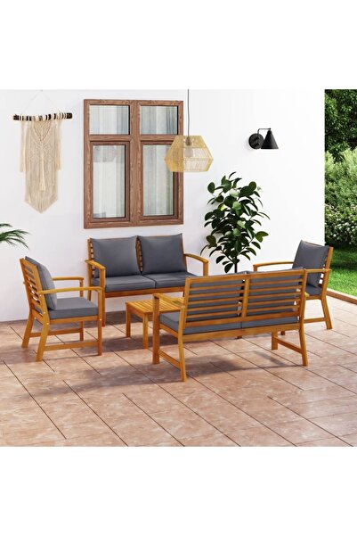Concept Σετ επίπλων κήπου με μαξιλάρια, 5 τεμάχια, από μασίφ ξύλο ακακίας