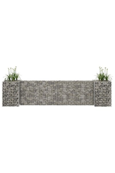 Concept Jardinieră gabion în formă de H, sârmă oțel, 260 x 40 x 60 cm