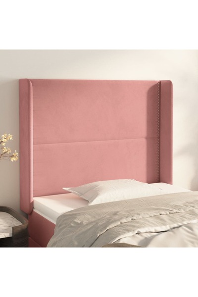 Concept Tăblie de pat cu aripioare, roz, 103x16x118/128 cm, catifea