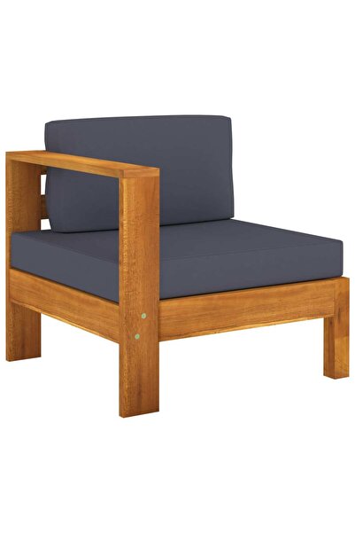 Concept Canapea de mijloc cu 1 cotieră, gri închis, lemn masiv acacia