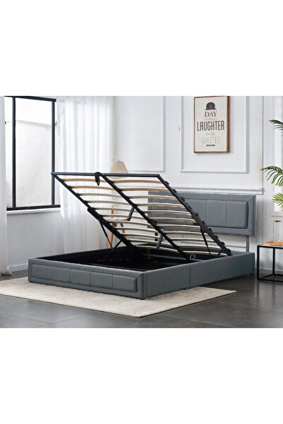 MarketMob Pat Daily 180x200 cm Lada Depozitare Tapitat Catifea Nuanta Gri Som...