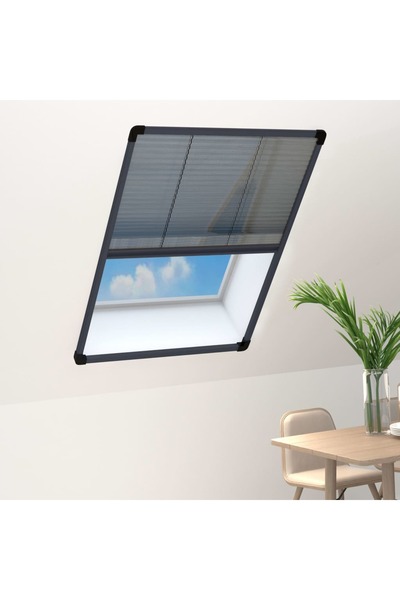 Concept Window pleated insect screen, anthracite, 80x120 cm, aluminum