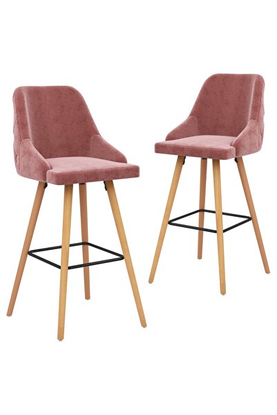 Concept Scaune de bar, 2 buc., roz, catifea