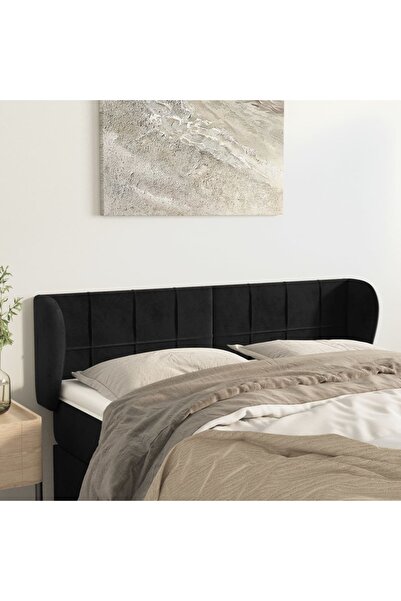 Concept Tăblie de pat cu aripioare negru 147x23x78/88 cm catifea