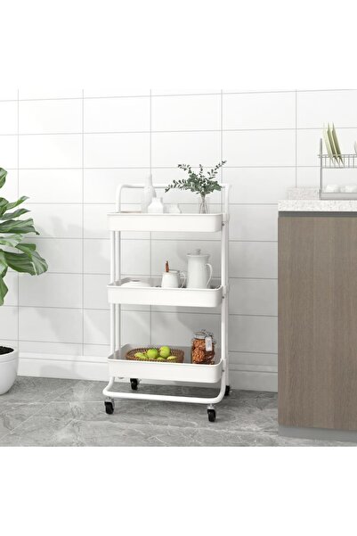 Concept Τρόλεϊ κουζίνας 3 επιπέδων λευκό 42x25x83.5 εκ. σίδηρος και ABS