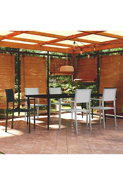 Concept Set mobilier pentru grădină, alb și negru, 7 piese