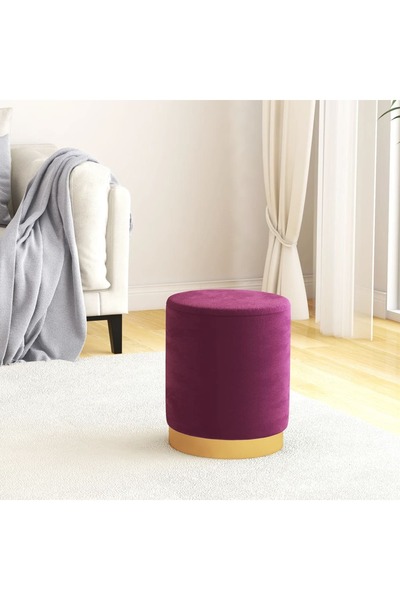 Concept Taburet de depozitare rotund, violet, catifea