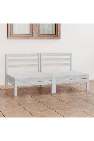 Concept Διθέσιο σετ επίπλων κήπου, λευκό, από μασίφ ξύλο πεύκου