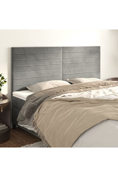 Concept Κομοδίνα, 4 τεμάχια, ανοιχτό γκρι, 100x5x78/88 cm, Βελούδο