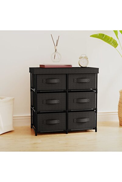 Concept Ντουλάπι αποθήκευσης με 6 συρτάρια, μαύρο, 55x29x55 εκ., ατσάλινο