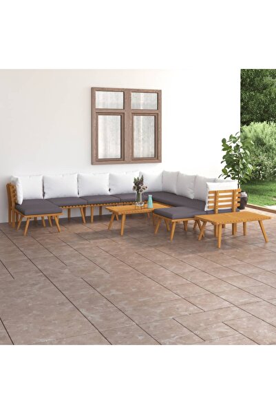 Concept Garden furniture set with cushions, 12 pieces, solid acacia wood