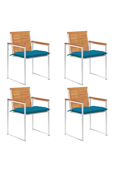 Concept Καρέκλες κήπου με μαξιλάρια, 4 τεμ., από μασίφ ξύλο ακακίας