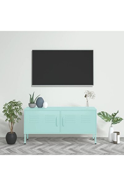 Concept Comodă TV, verde mentă, 105x35x50 cm, oțel