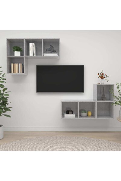 Concept Wall-mounted TV cabinets, 4 pcs., concrete grey, chipboard