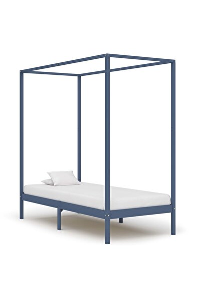 Concept Cadru pat cu baldachin, gri, 90x200 cm, lemn masiv de pin