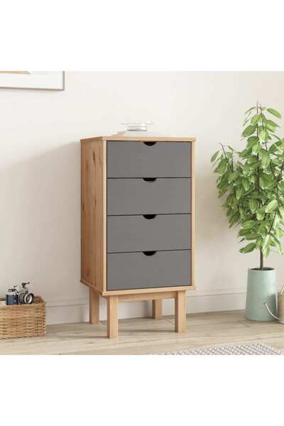 Concept Comodă cu sertar, maro și gri, 46x39,5x90 cm, lemn masiv de pin