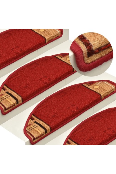 Concept Covorașe scări, 10 buc., roșu, 65x25 cm, autoadeziv