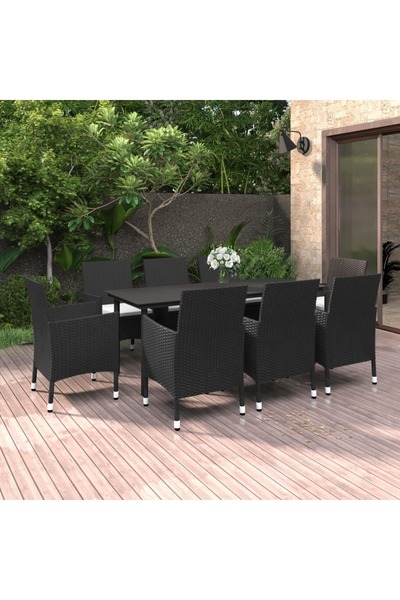 Concept Set mobilier de grădină cu perne, 9 piese, poliratan și sticlă