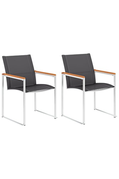 Concept Καρέκλες κήπου, 2 τεμ., γκρι, ανοξείδωτο ατσάλι και textilene