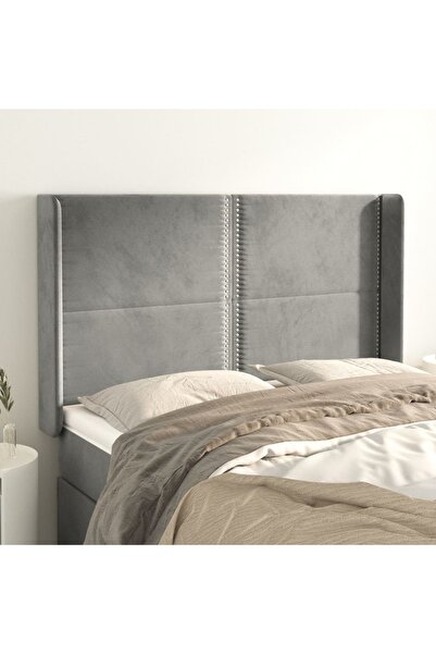 Concept Tăblie de pat cu aripioare gri deschis 147x16x118/128cm catifea