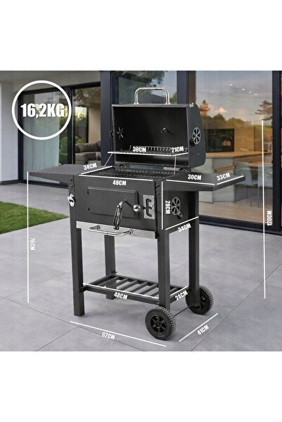 Zilan Grătar pe cărbune ZLN3584, Termometru, Tavă reglabilă pentru cărbune, C...