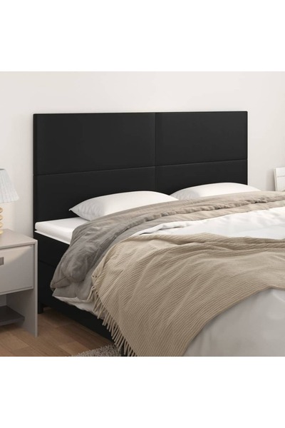 Concept Κομοδίνα, 4 τεμ., μαύρα, 80x5x78/88 cm, οικολογικό Δερμάτινο